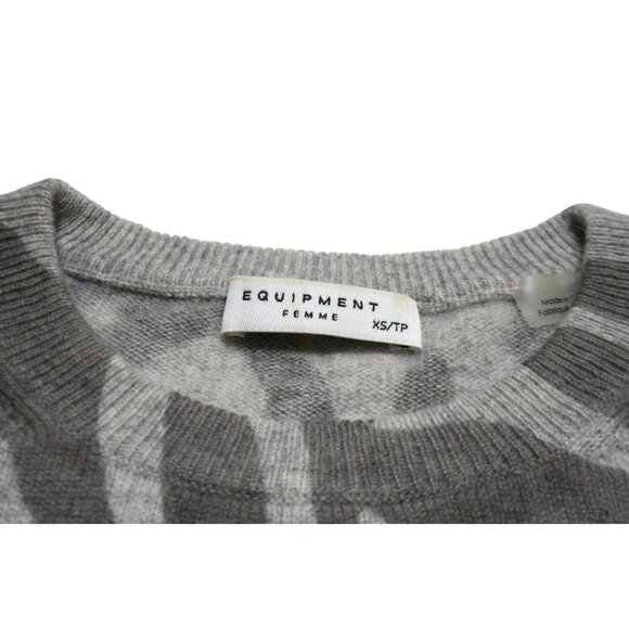 Equipment Cashmere Sweater Womens XS Heather Gray Zebra Animal Print Luxury - Picture 2 of 7